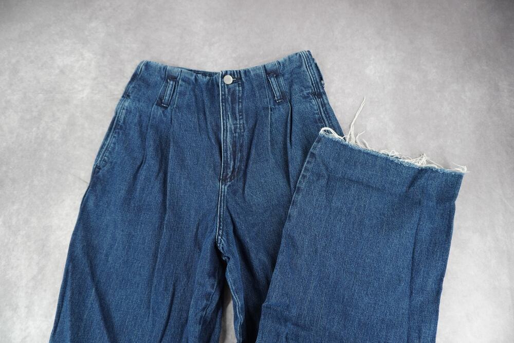 Zara Trafaluc Women’s 4 Blue Wide Leg Jeans High Rise Raw Hem Y2K Baggy Denim